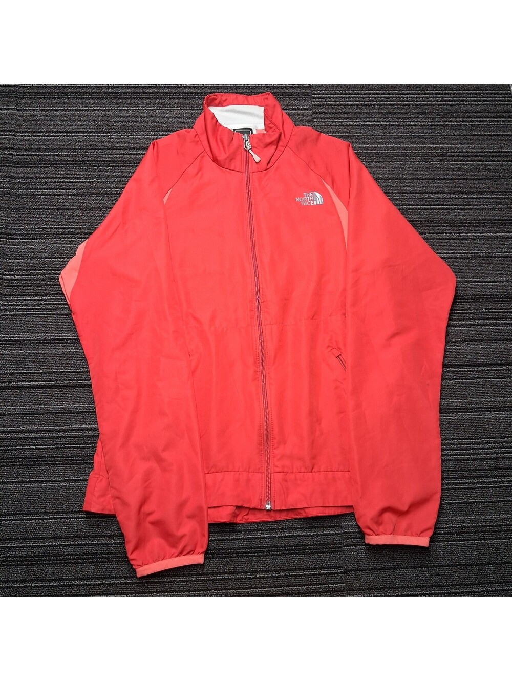 The North Face Windbreaker Jacket Womens Medium Coral Red Full Zip Lightweight
